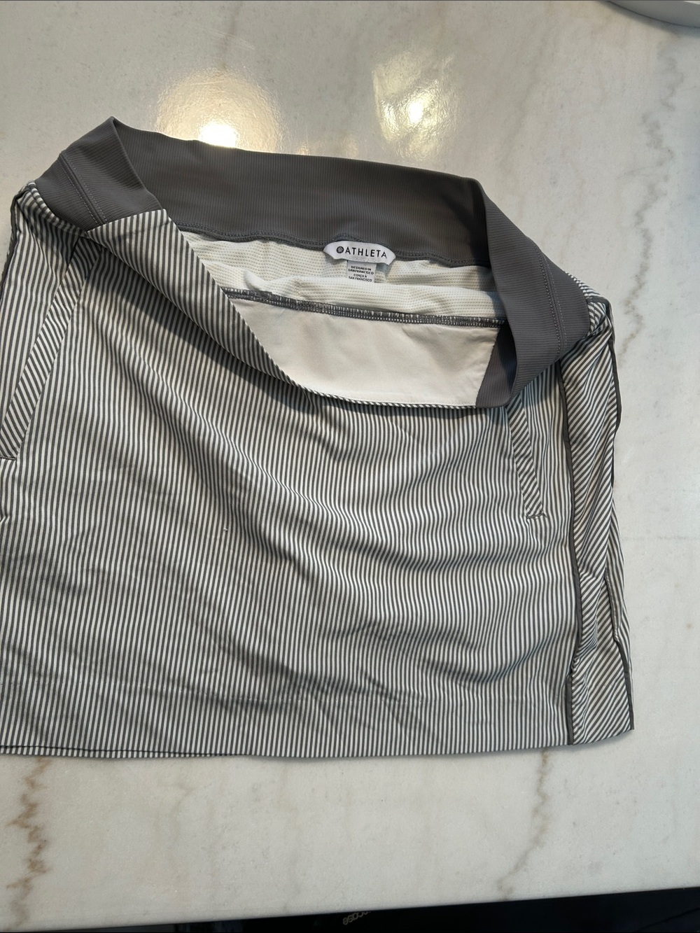 Athleta Black & White Pinstripe Mini Skirt